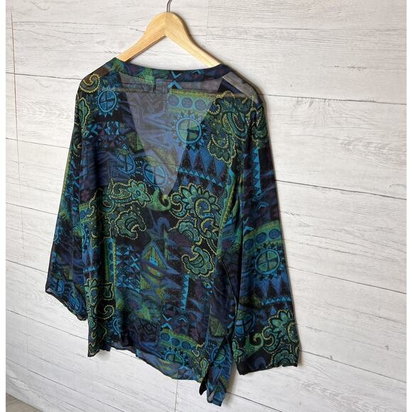 Chicos Blouse Womens Size 3/XL Colorful Paisley Geometric Floral 100% Silk - Picture 12 of 16